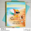 SUMMER BUNDLE GIRL WITH A BEACH BALL & PUPPY RUBBER STAMP SET (includes 2 stamps)